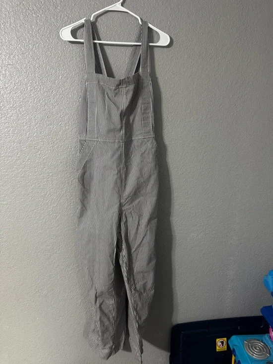 Free Assembly Blue & White Striped Overalls Size L - Picture 2 of 4